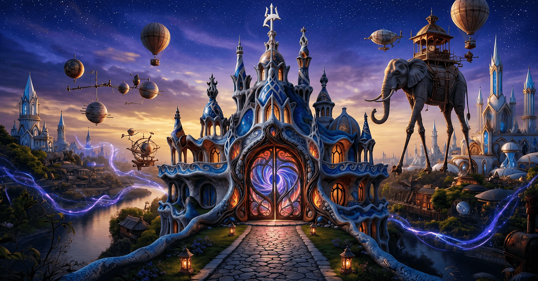 The Guild of the LivingThread Headquarters — the magical door at center, with the Wandering Expanse around it